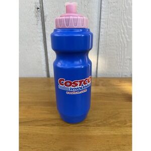 Vintage Costco Plastic Blue Sports drink bottle with red lid 26 Oz